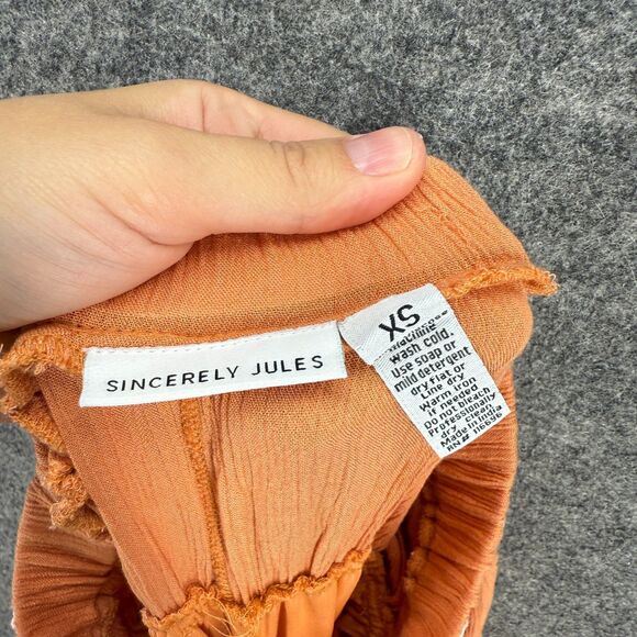 Sincerely Jules Jumpsuit Women XS Orange Geometric Strapless Straight Casual - Picture 5 of 7